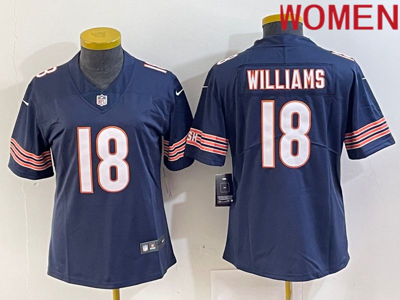 Women Chicago Bears #18 Williams Blue Second generation 2024 Nike Limited NFL Jersey style 1->youth nfl jersey->Youth Jersey